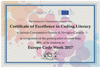 Certificato di eccellenza Europe Code Week 2017 .png